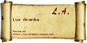 Lux Aranka névjegykártya